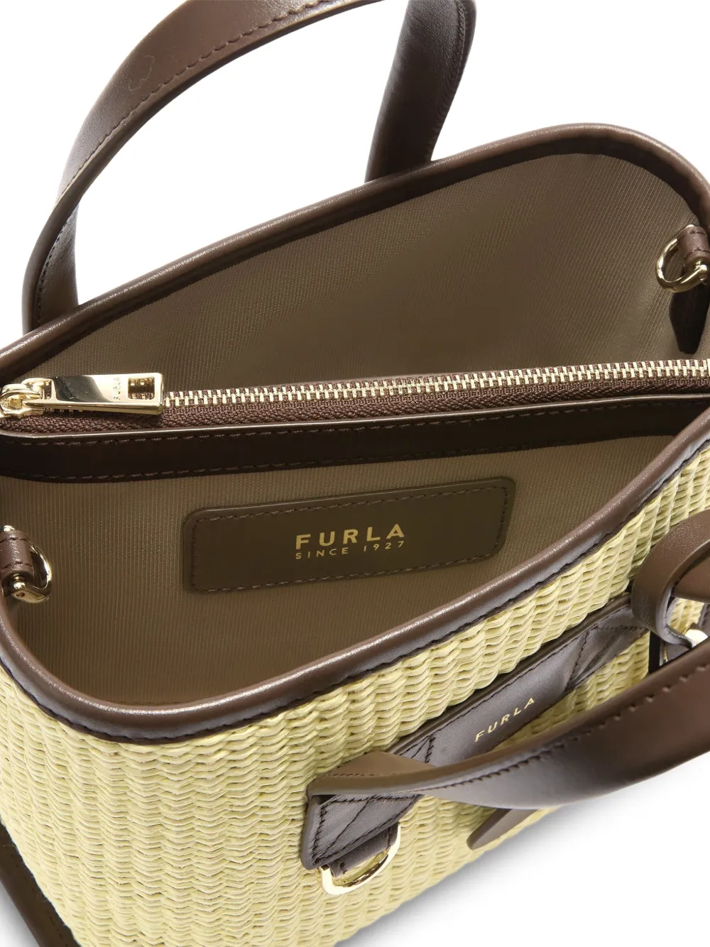 Furla Divide It geweven leren shopper Beige