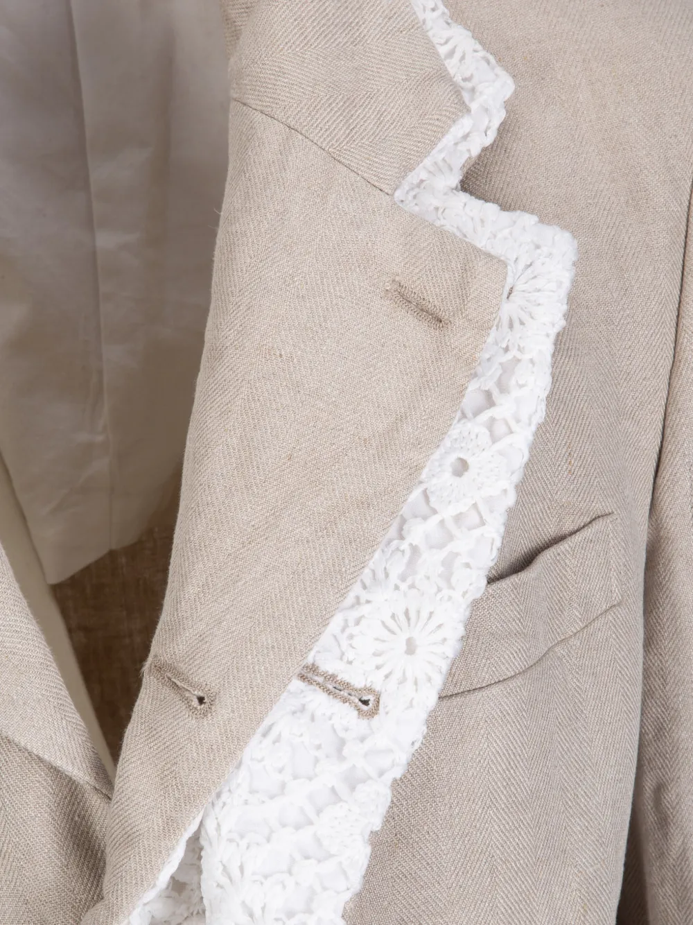  Comme Des Garçons Crochet Trim Jacket - Neutrals 