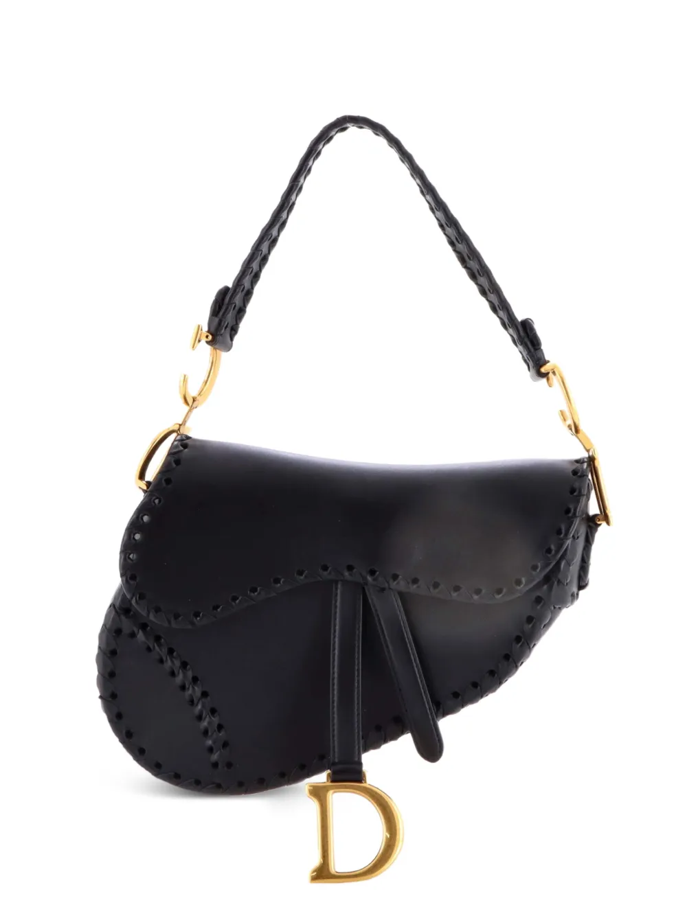 Christian Dior Pre-Owned Saddle Handbag with Strap Whipstitch Leather Medium shoulder bag - Schwarz