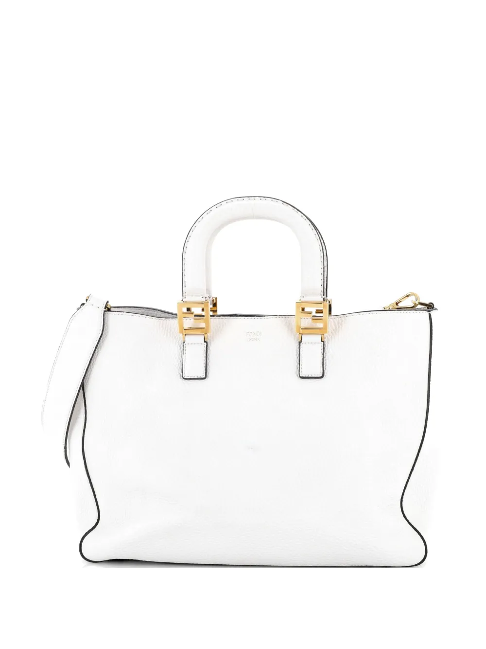 Fendi Pre-Owned Selleria FF Handle Tote Leather Medium satchel - Bianco
