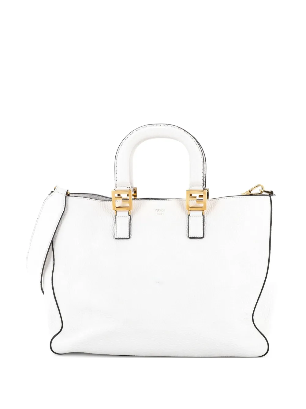 Fendi Pre-Owned Selleria FF Handle Tote Leather Medium satchel - Bianco