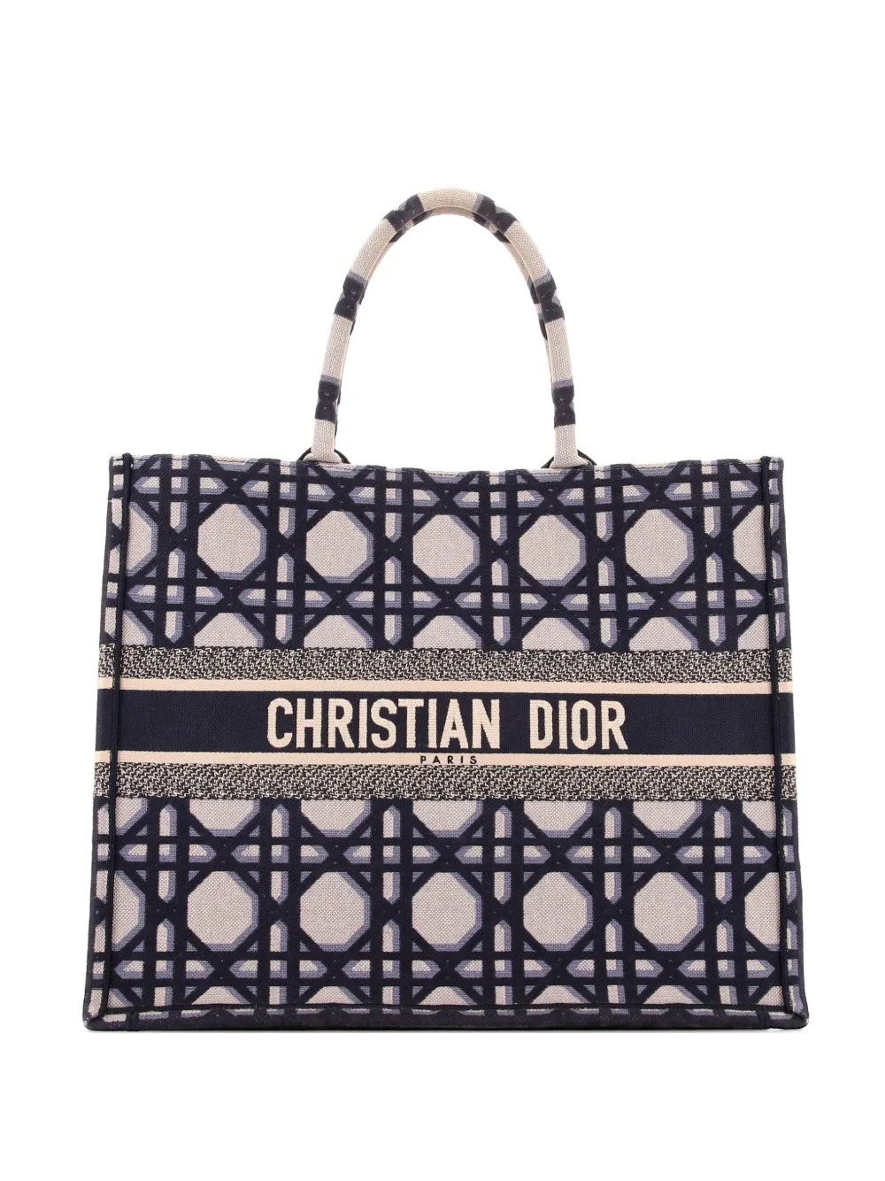 Christian Dior Pre-Owned Book Macrocannage Embroidered Canvas Large tote bag - Blau