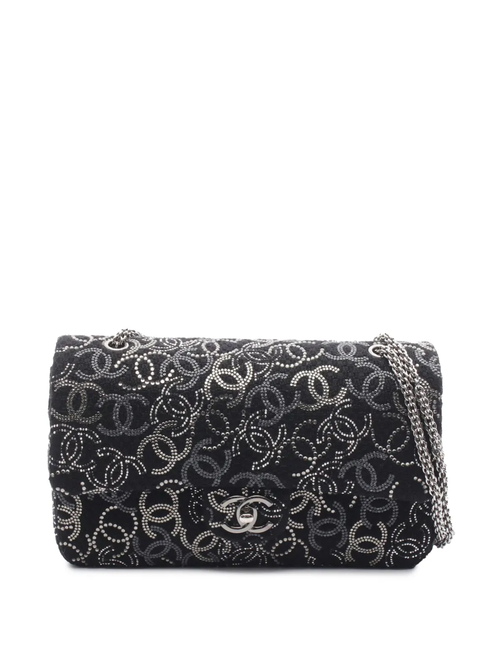 CHANEL Pre-Owned 2009-2010 CC Tweed Paris-Shanghai Pudong Strass Flap Bag shoulder bag - Nero