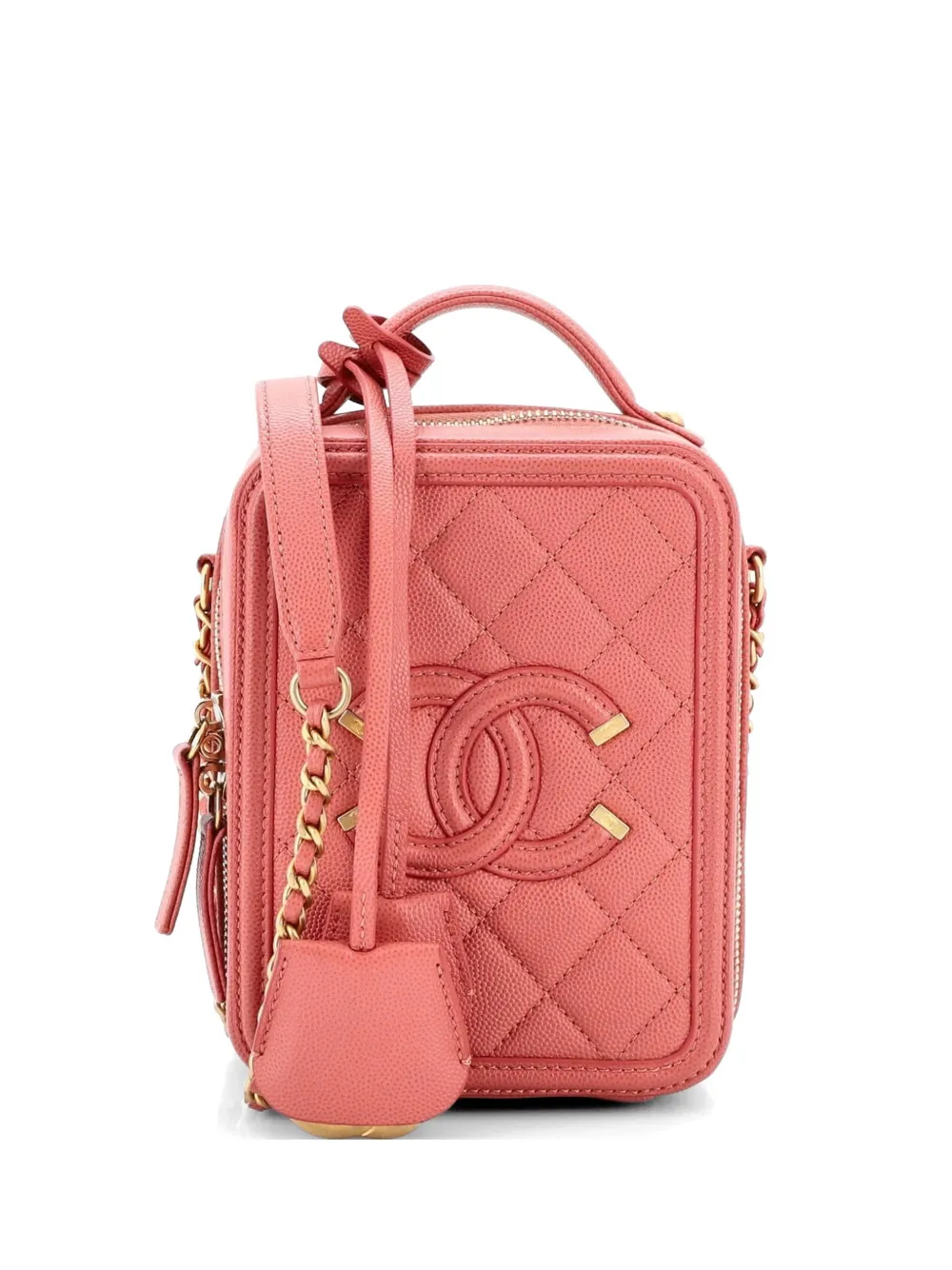 CHANEL Pre-Owned Filigree Vertical Vanity Case Quilted Caviar crossbody bag - Pink