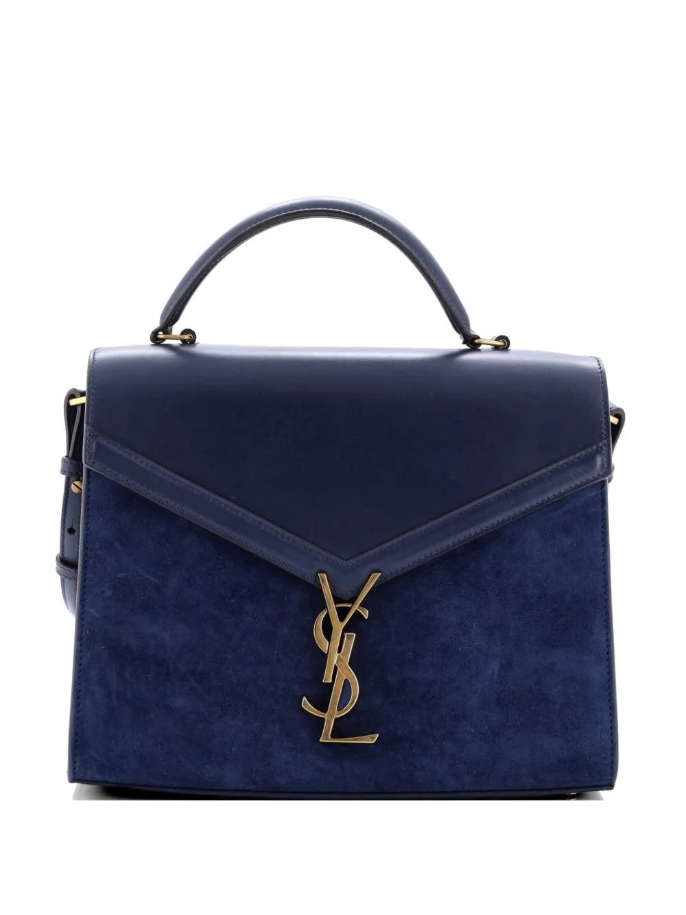 Saint Laurent Pre-Owned Cassandra Top Handle Bag Leather and Suede Medium shoulder bag - Blu