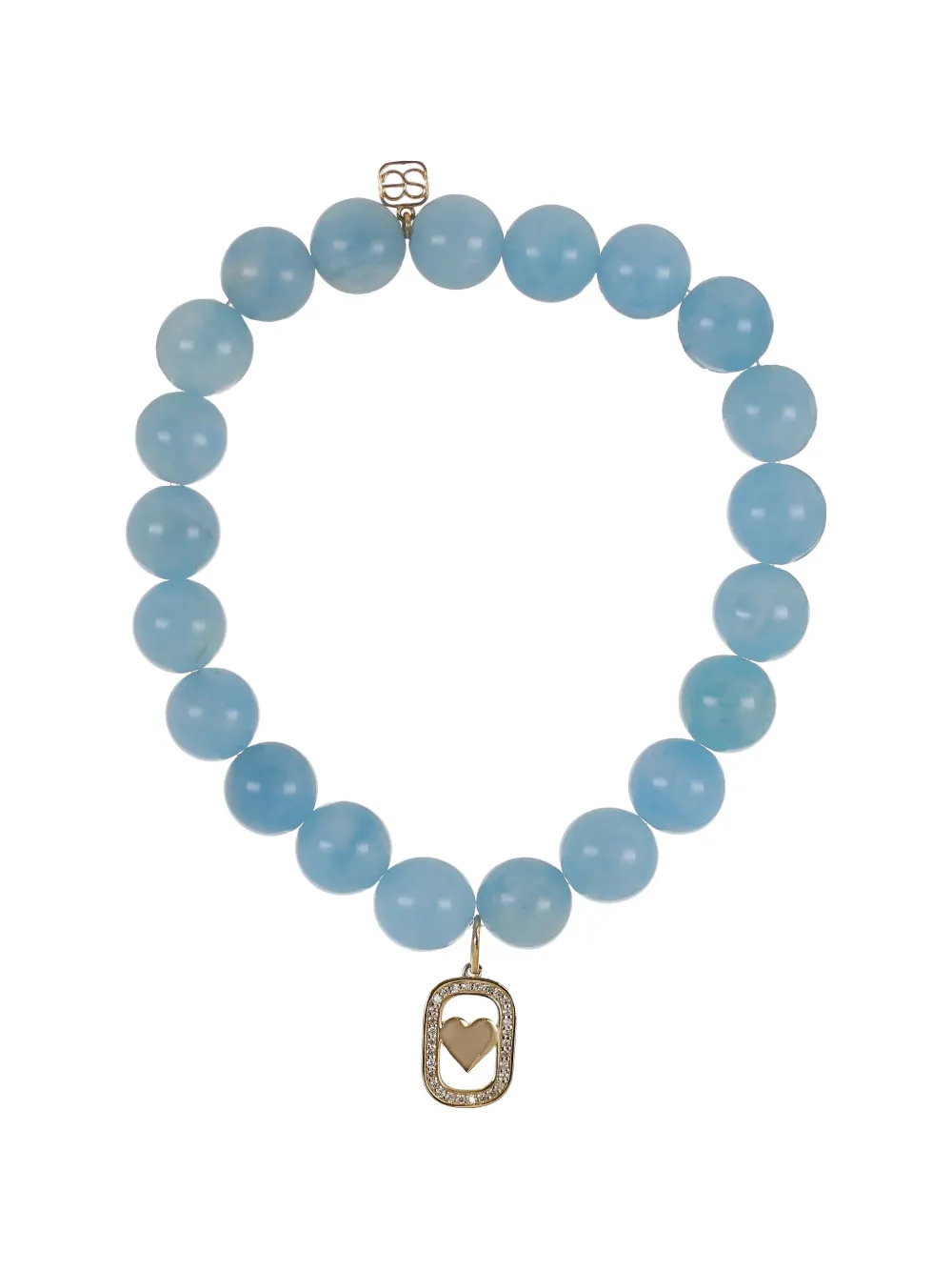 Sydney Evan Heart Open Icon diamond and aquamarine bracelet - Oro