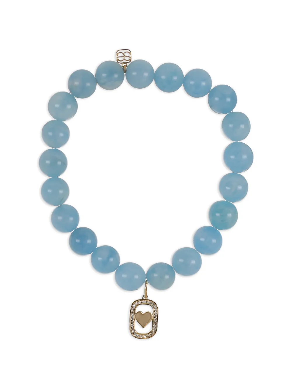 Sydney Evan Heart Open Icon diamond and aquamarine bracelet - Oro