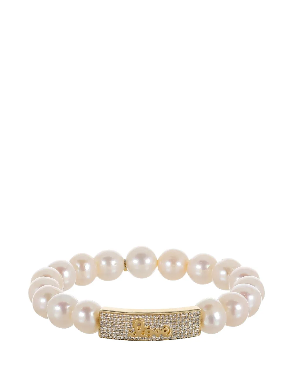 Sydney Evan Love Script Pearl Bracelet In Neutral