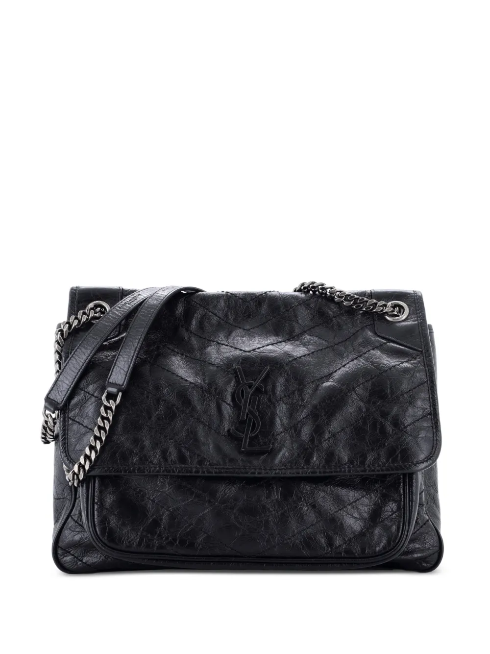 Saint Laurent Pre-Owned Niki Chain Flap Bag Matelasse Chevron Leather Large shoulder bag - Nero