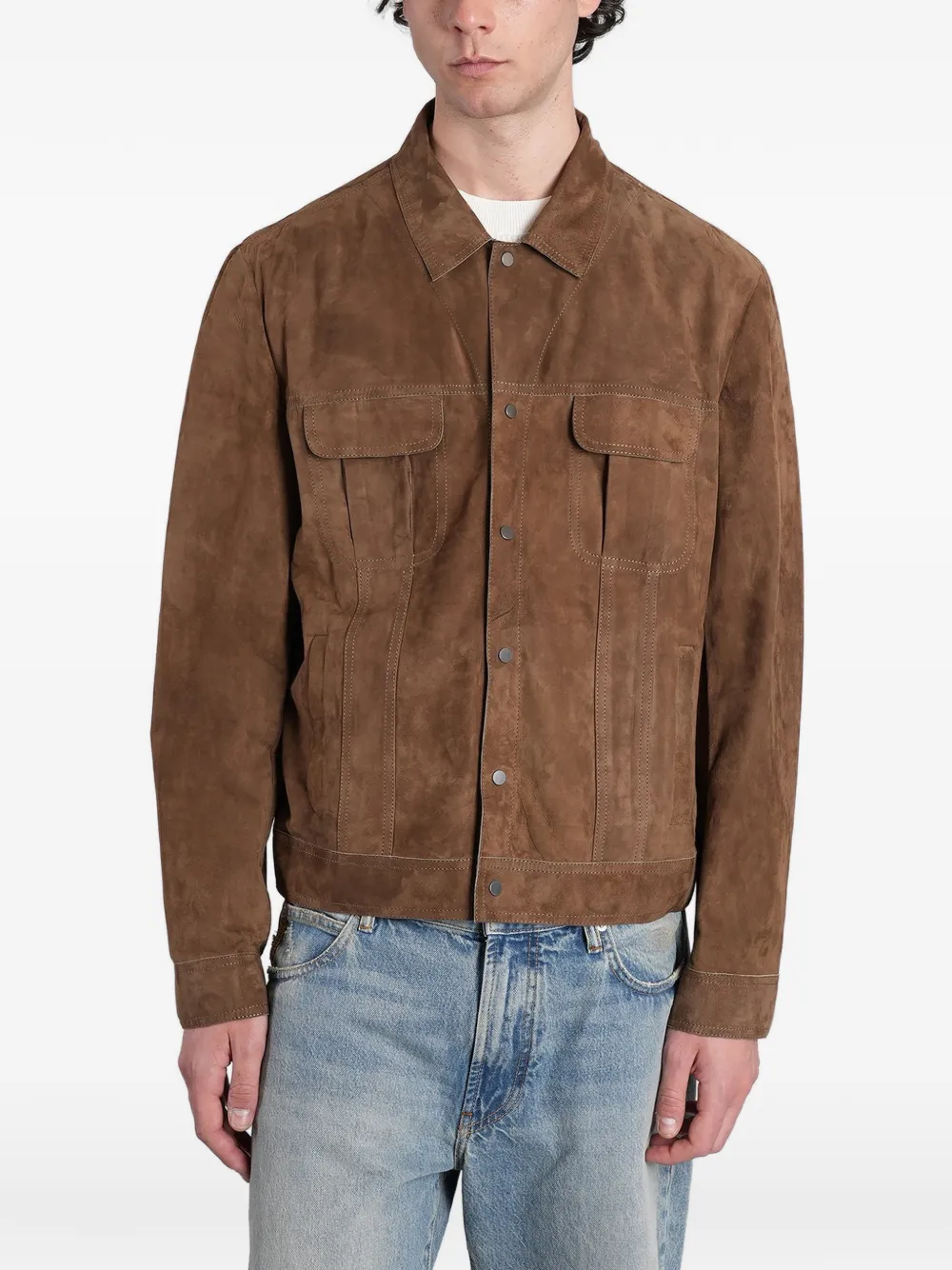 Salvatore Santoro suede panelled jacket - Braun