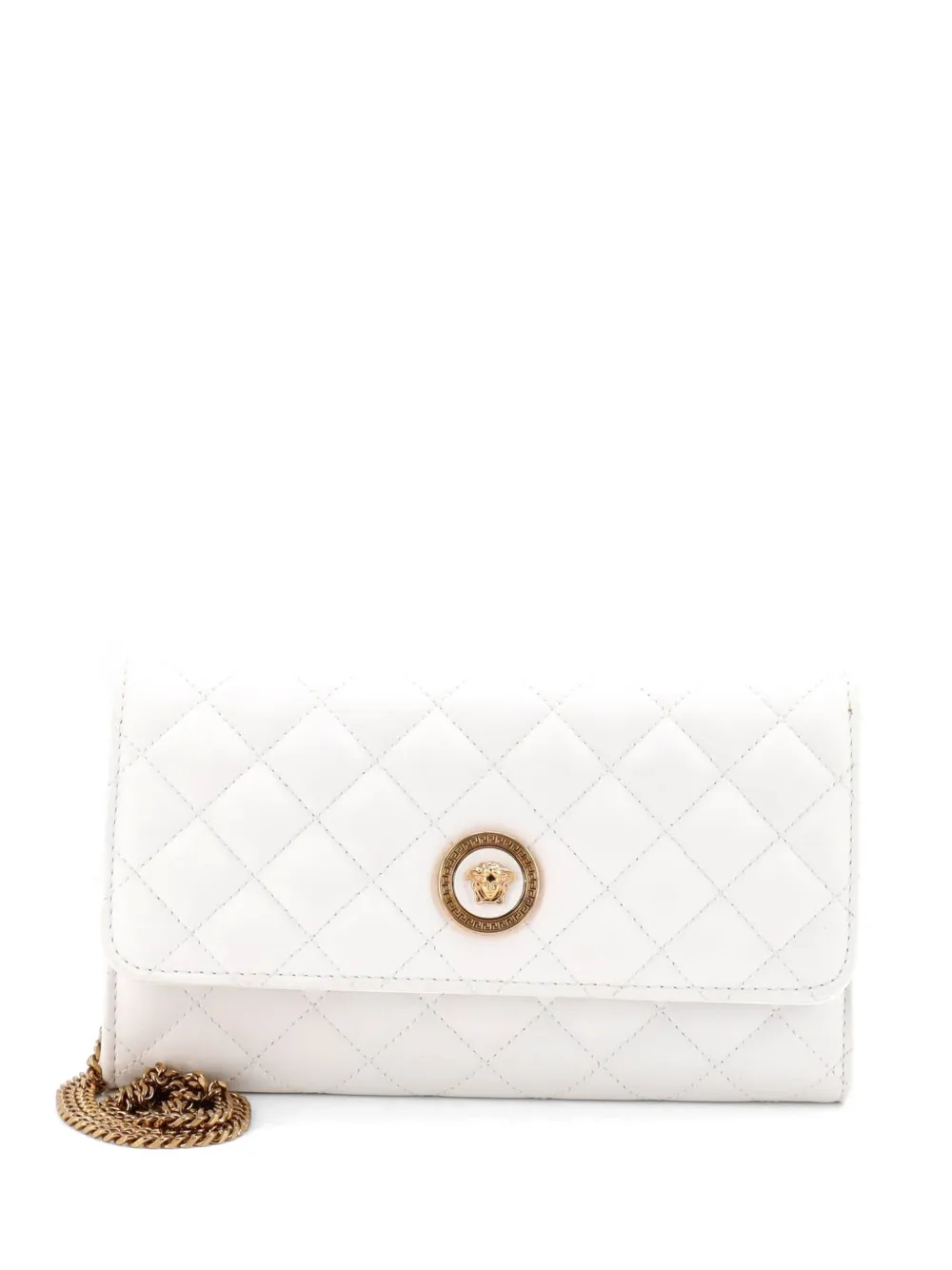 Versace Pre-Owned Icon Wallet on Chain Quilted Leather crossbody bag - Bianco