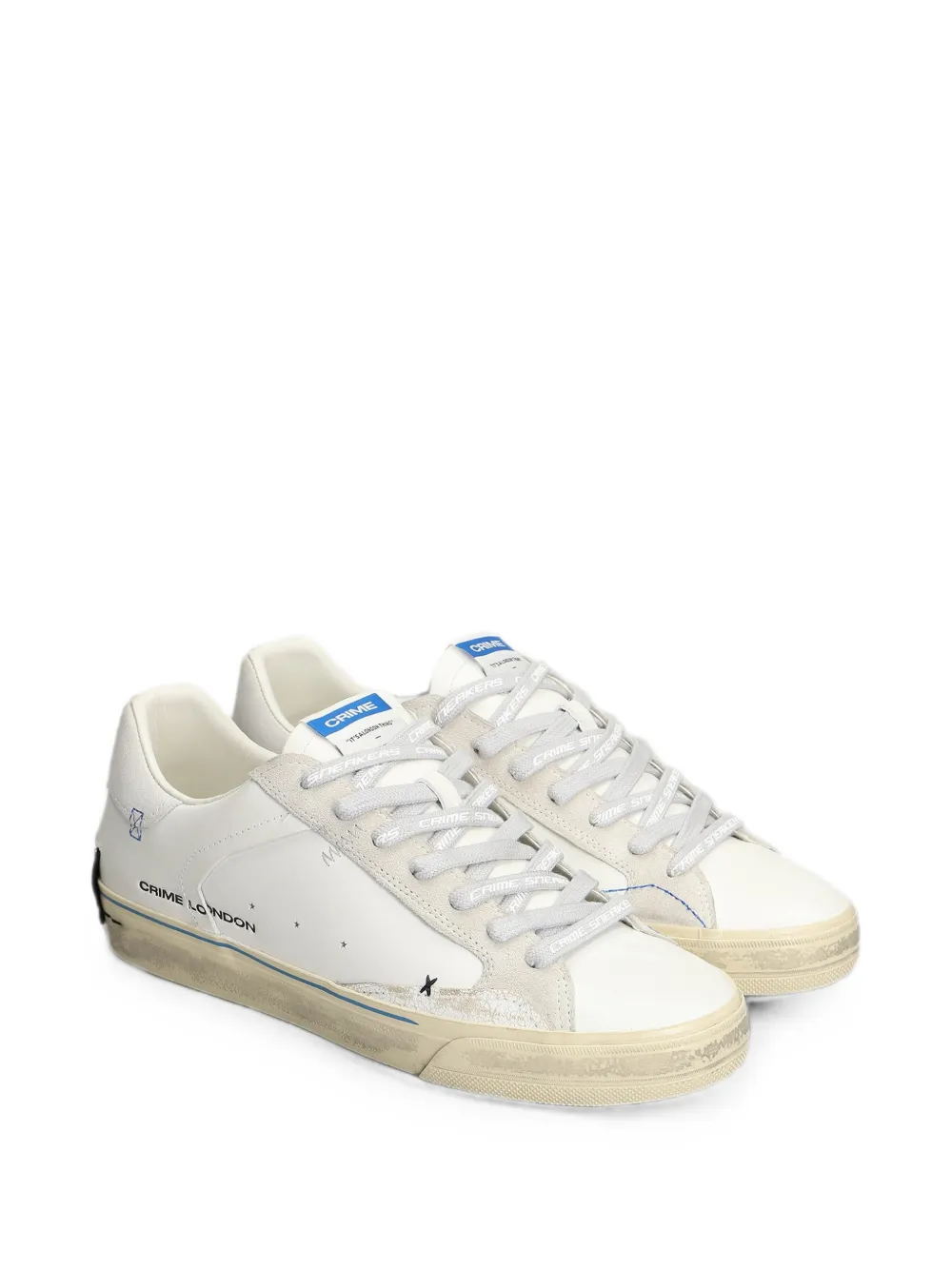 Crime London logo-print leather sneakers Wit