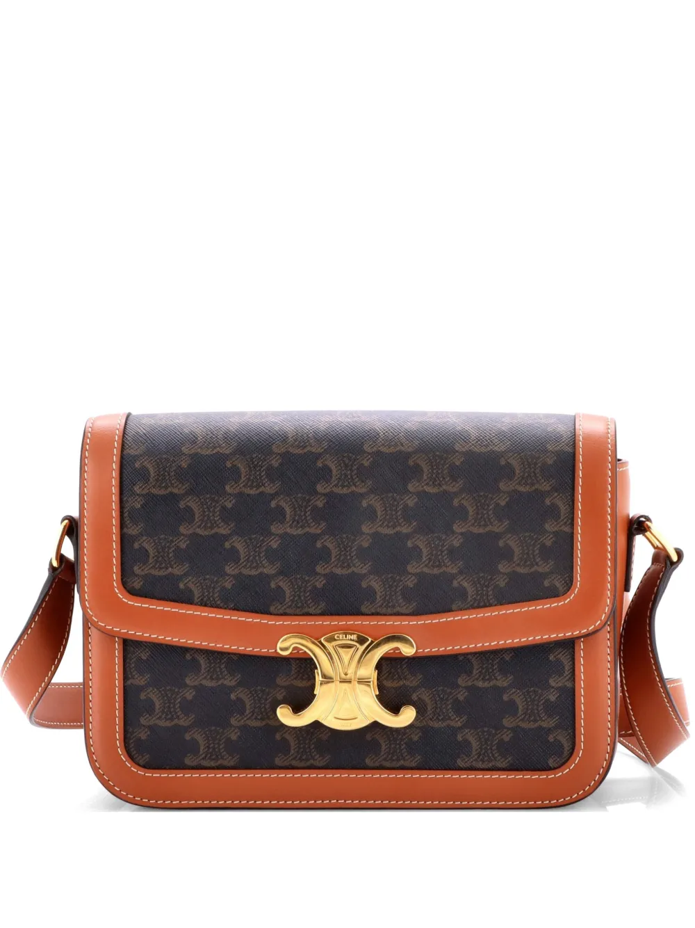 Celine Pre-Owned Triomphe Triomphe Coated Canvas Medium shoulder bag - Marrone