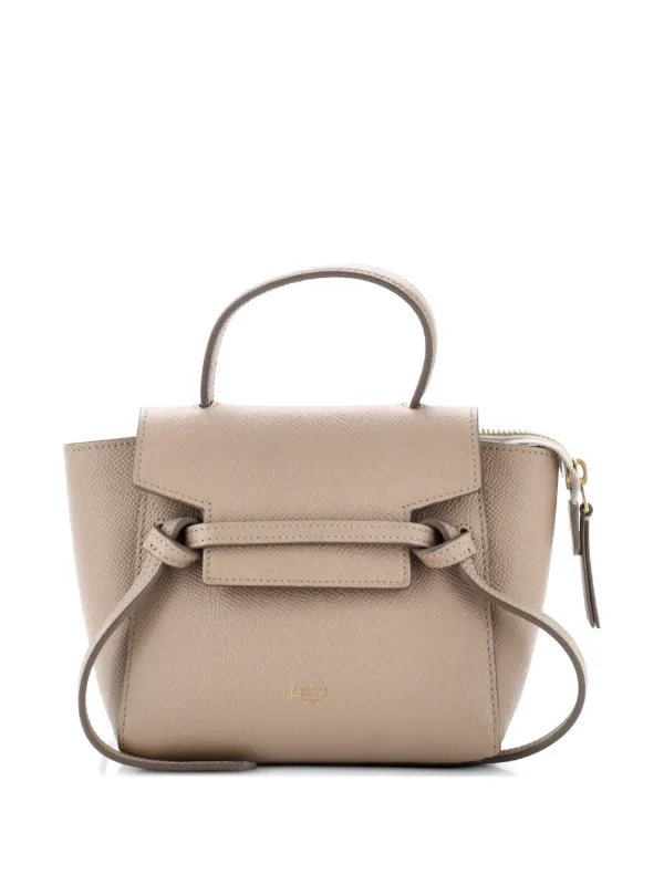 Celine Pre-owned Belt Bag Textured Leather Pico Shoulder Bag in Neutrals