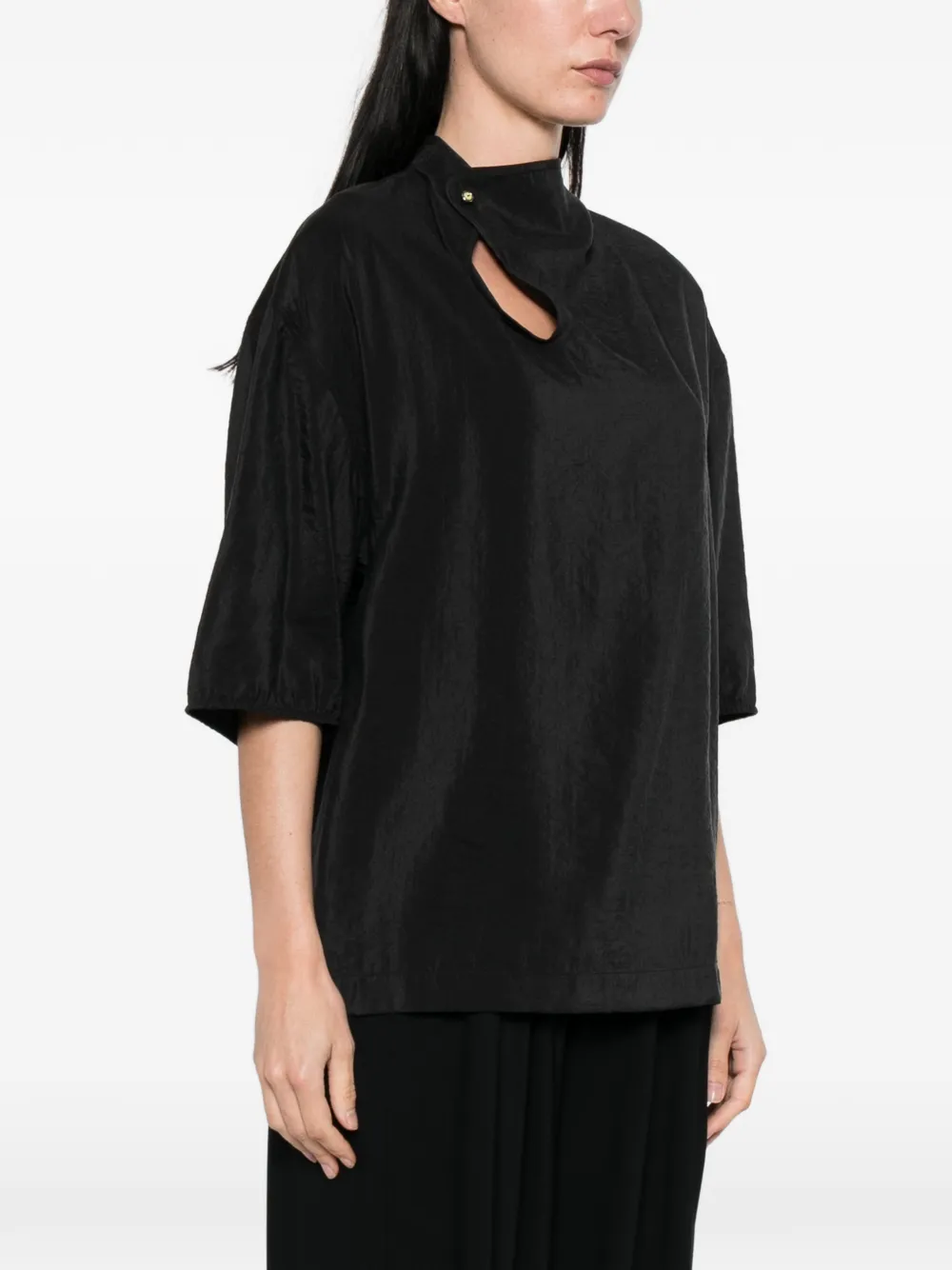  Lemaire Soft Collar Ruffled Top - Black 