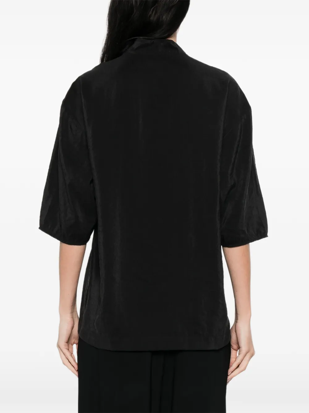 Lemaire Soft Collar Top in Dry Silk in Black, view 4