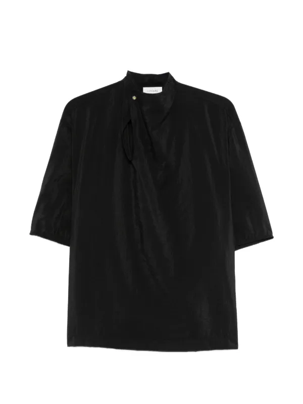 Lemaire Soft Collar Top in Dry Silk in Black