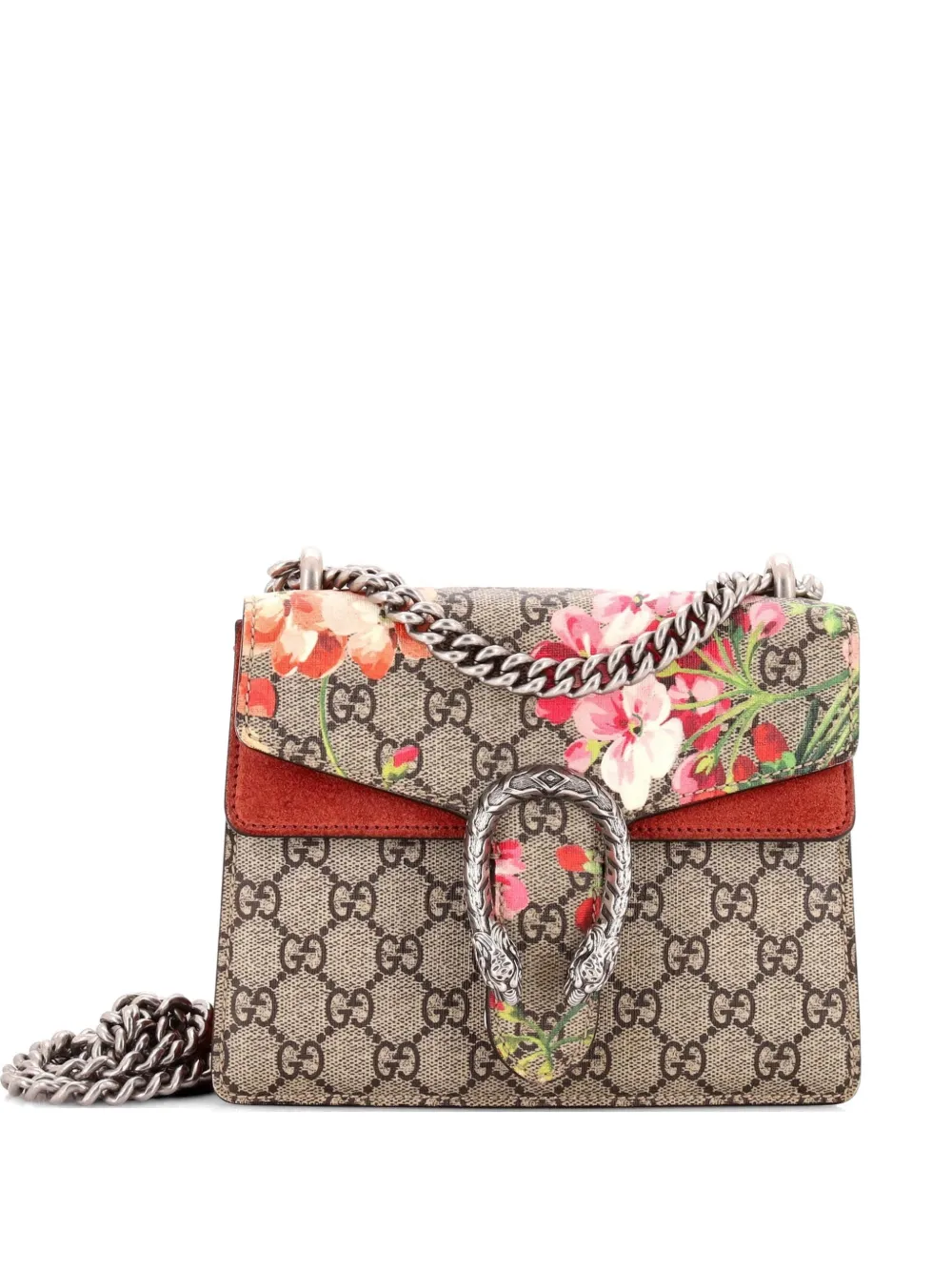 Gucci Pre-Owned Dionysus Bag Blooms Print GG Coated Canvas Mini shoulder bag - Marrone