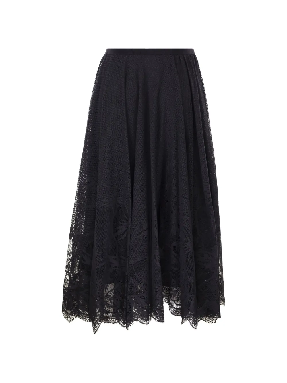 Foliage Embroidery Flared Skirt