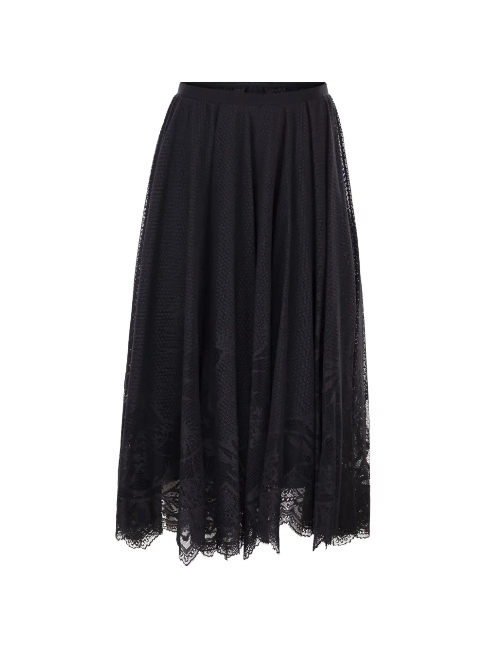 Fabiana Filippi foliage embroidery flared skirt - Nero