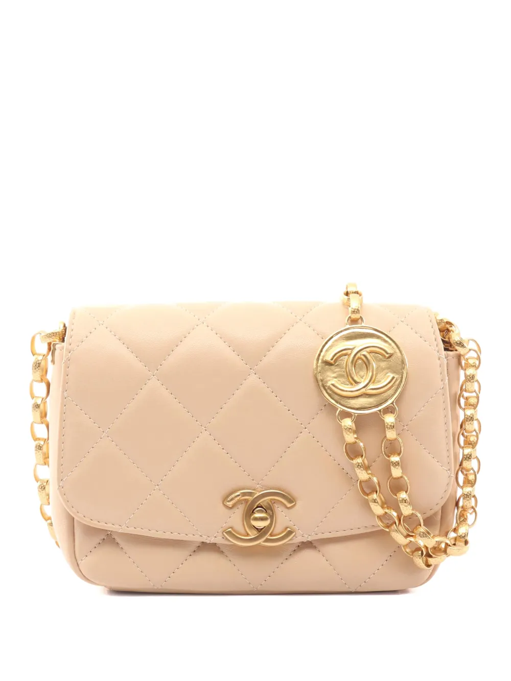 CHANEL Pre-Owned 2020 CC Quilted Lambskin CC Coin Flap Bag shoulder bag - Marrone