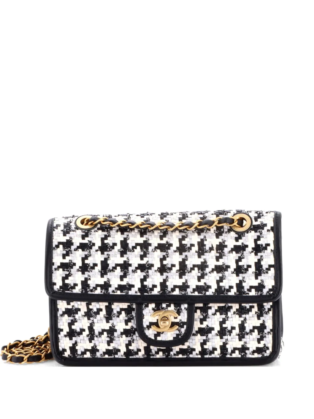 CHANEL Pre-Owned Classic Single Flap Bag Woven Lambskin and Viscose Small shoulder bag - Nero