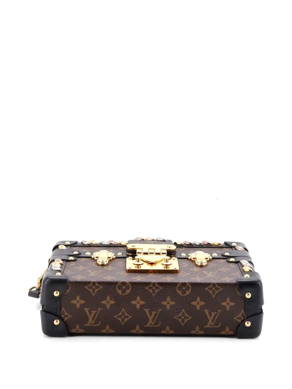 Petite Malle Handbag Studded Monogram Canvas Crossbody Bag
