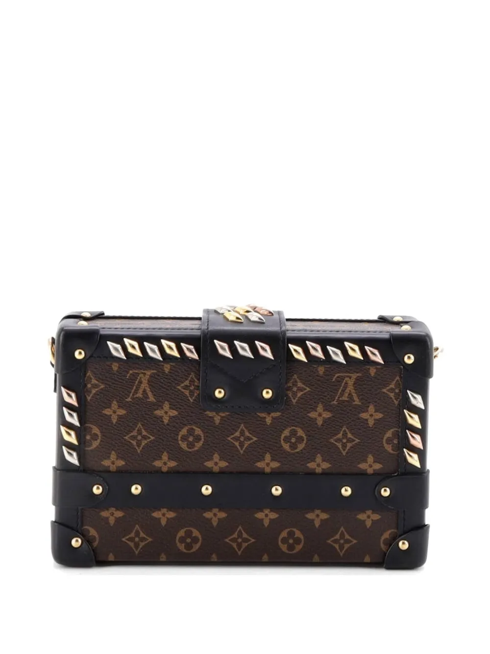 Petite Malle Handbag Studded Monogram Canvas Crossbody Bag