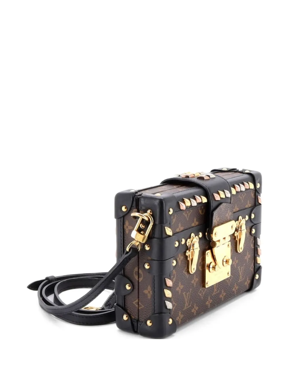 Petite Malle Handbag Studded Monogram Canvas Crossbody Bag
