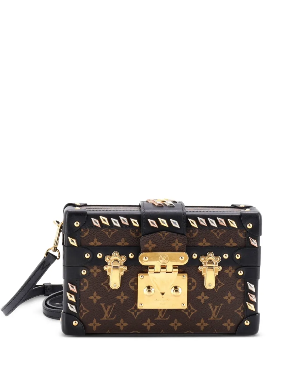 Louis Vuitton Pre-Owned Petite Malle Handbag Studded Monogram Canvas crossbody bag - Nero