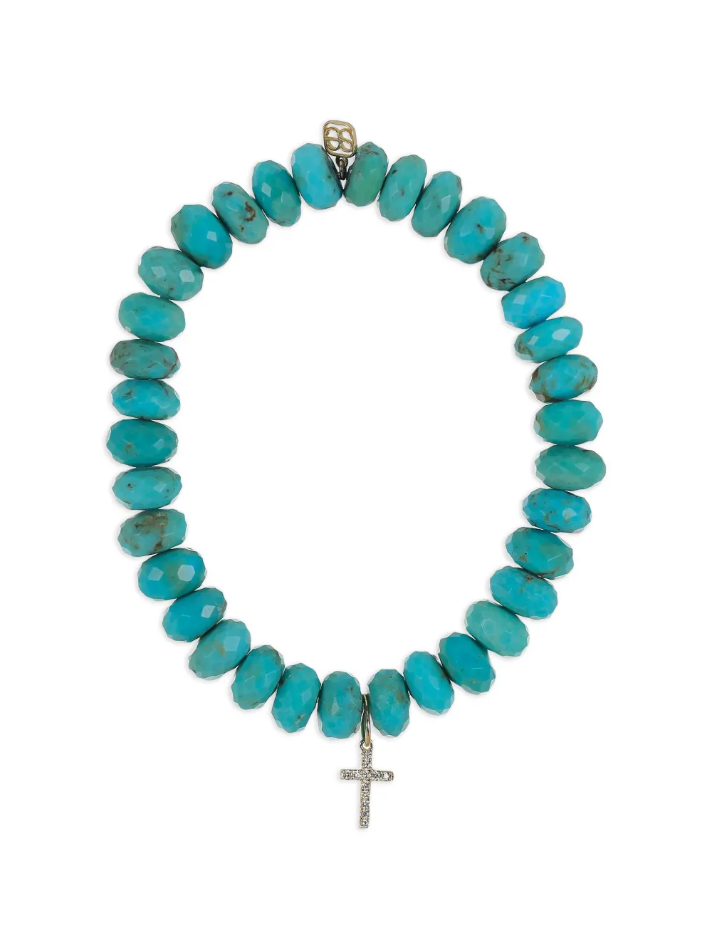 Sydney Evan Cross Charm diamond and turquoise bracelet - Blu