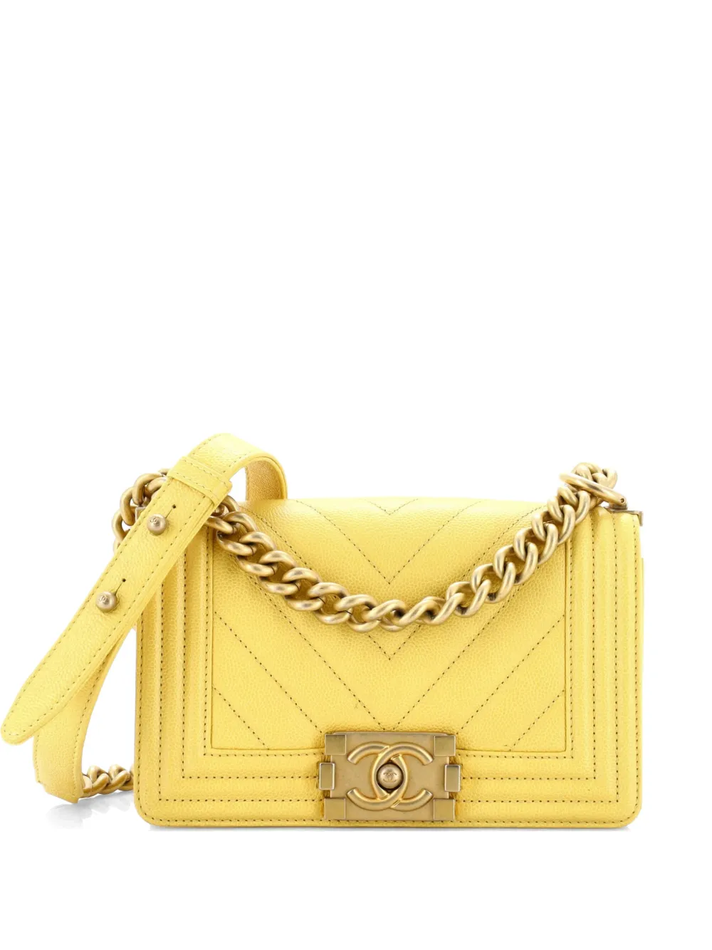 CHANEL Pre-Owned Boy Flap Bag Chevron Caviar Small crossbody bag - Giallo