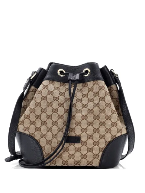 Gucci Pre-Owned Classic GG Canvas with Leather Medium bucket bag