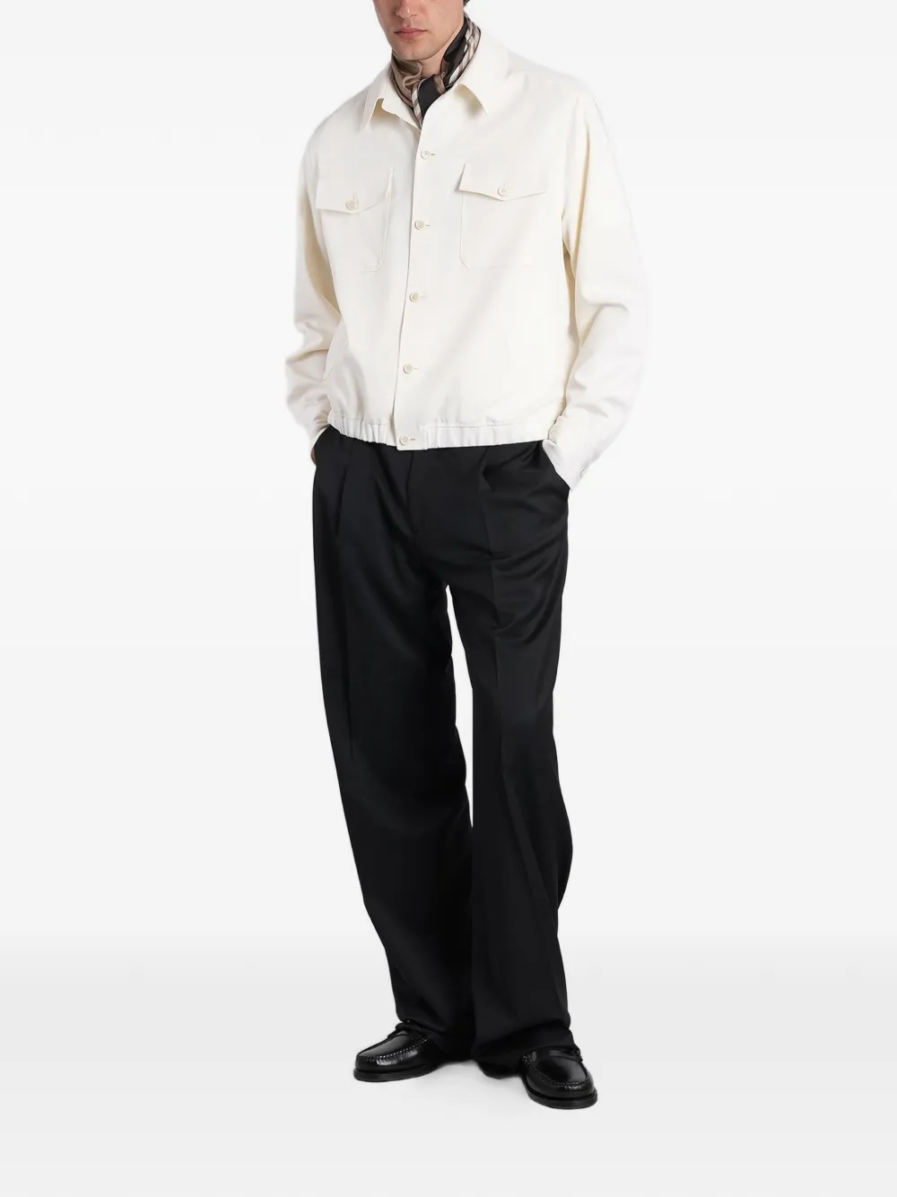 Lardini Button-up jack met elastische zoom Beige