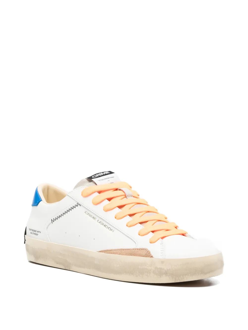 Crime London Distressed City Blue laced sneakers Wit