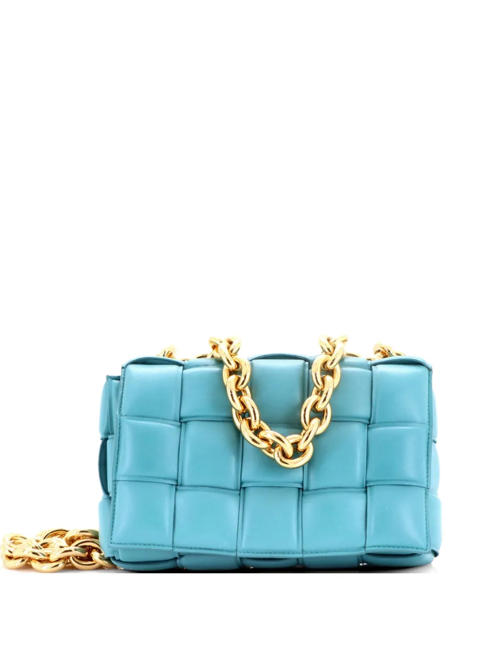 Bottega Veneta Pre-Owned Cassette Chain Padded Maxi Intrecciato Leather crossbody bag - Blu