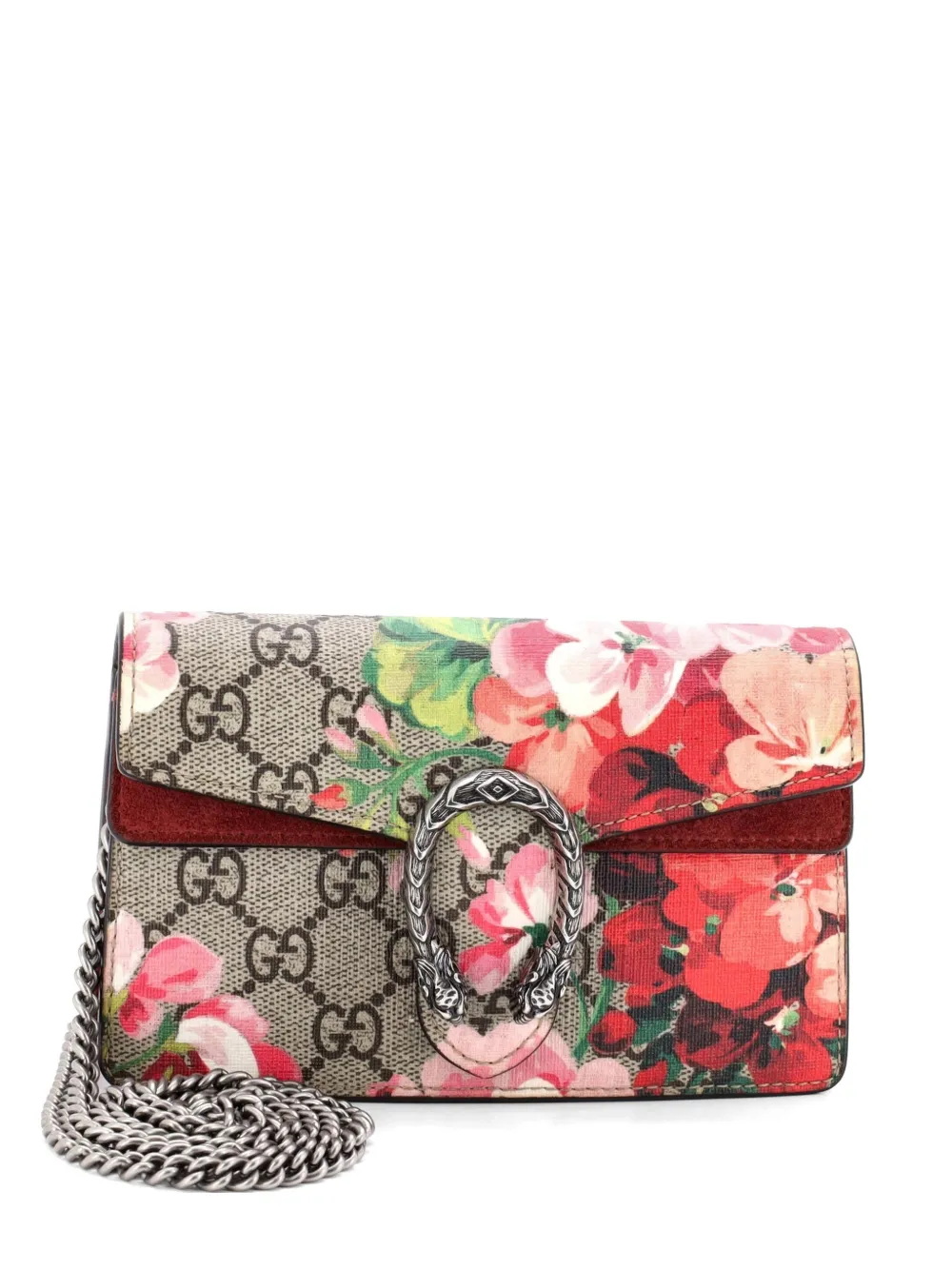 Gucci Pre-Owned Dionysus Bag Blooms Print GG Coated Canvas Super Mini crossbody bag - Marrone