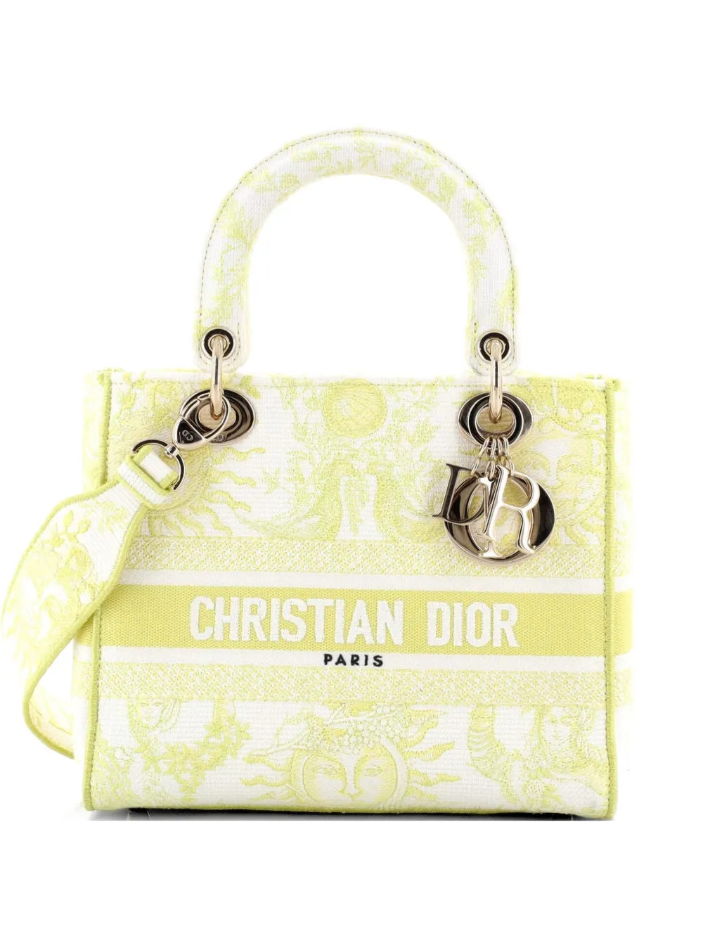 Christian Dior Pre-Owned Lady D-Lite Bag Embroidered Canvas Medium satchel - Giallo