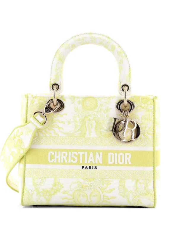 Christian Dior Pre-Owned Lady D-Lite Bag Embroidered Canvas Medium