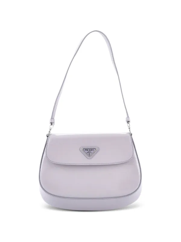 Prada Pre-owned Cleo Flap Shoulder Bag Spazzolato Leather Small Hobo Bag in Purple