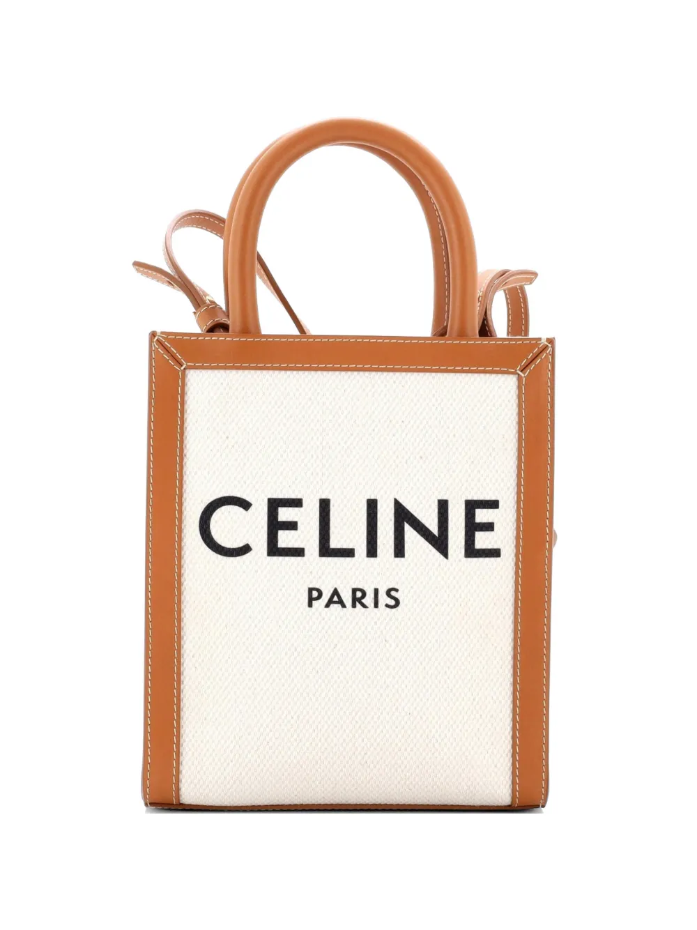 Celine Pre-Owned Vertical Cabas Canvas with Leather Mini tote bag - Toni neutri