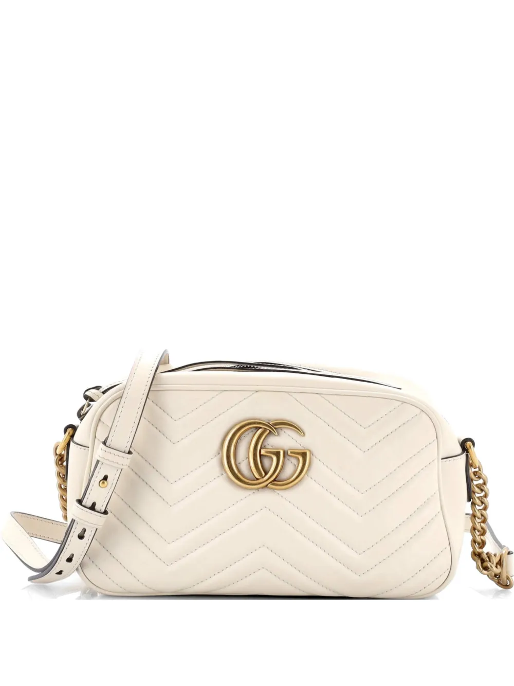Gucci Pre-Owned GG Marmont Monochrome Shoulder Bag Matelasse Leather Small crossbody bag - Bianco