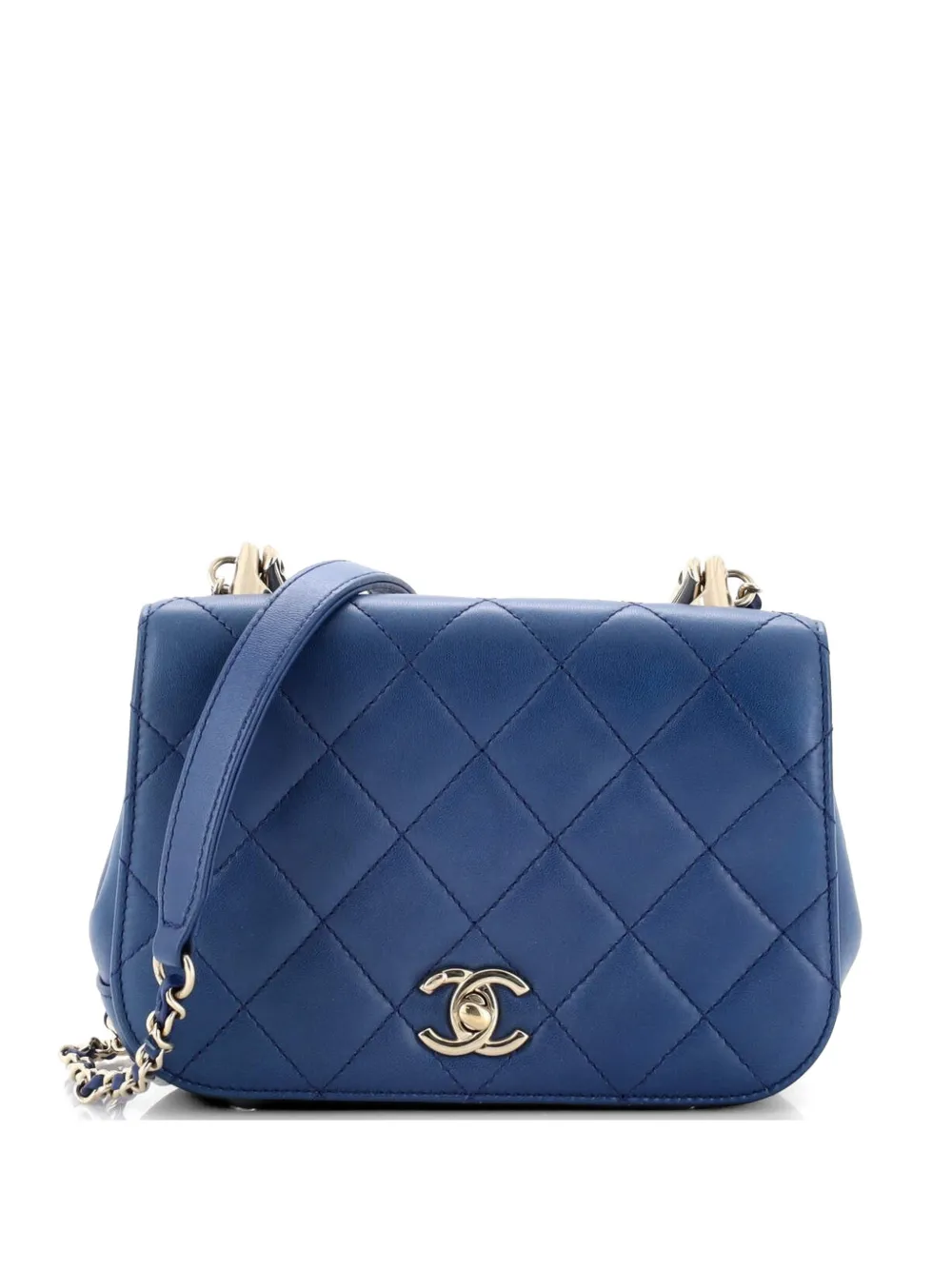 CHANEL Pre-Owned Carry Chic Flap Bag Quilted Lambskin Mini shoulder bag - Blu