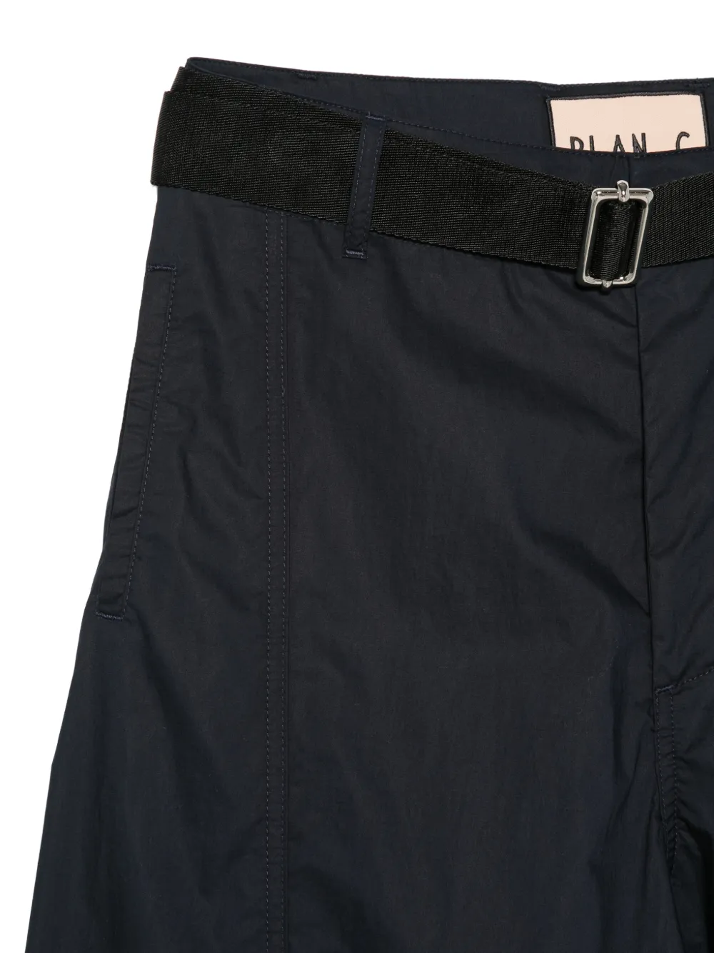 Plan C Broek met ceintuur en vlakken Blauw
