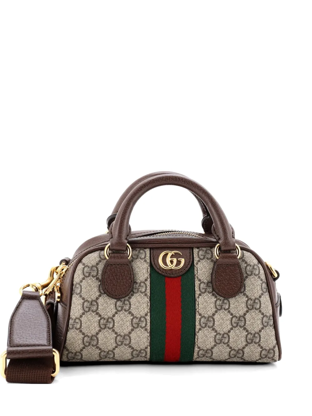 Gucci Pre-Owned Ophidia Convertible Boston Top Handle Bag GG Coated Canvas with Leather Mini crossbody bag - Marrone