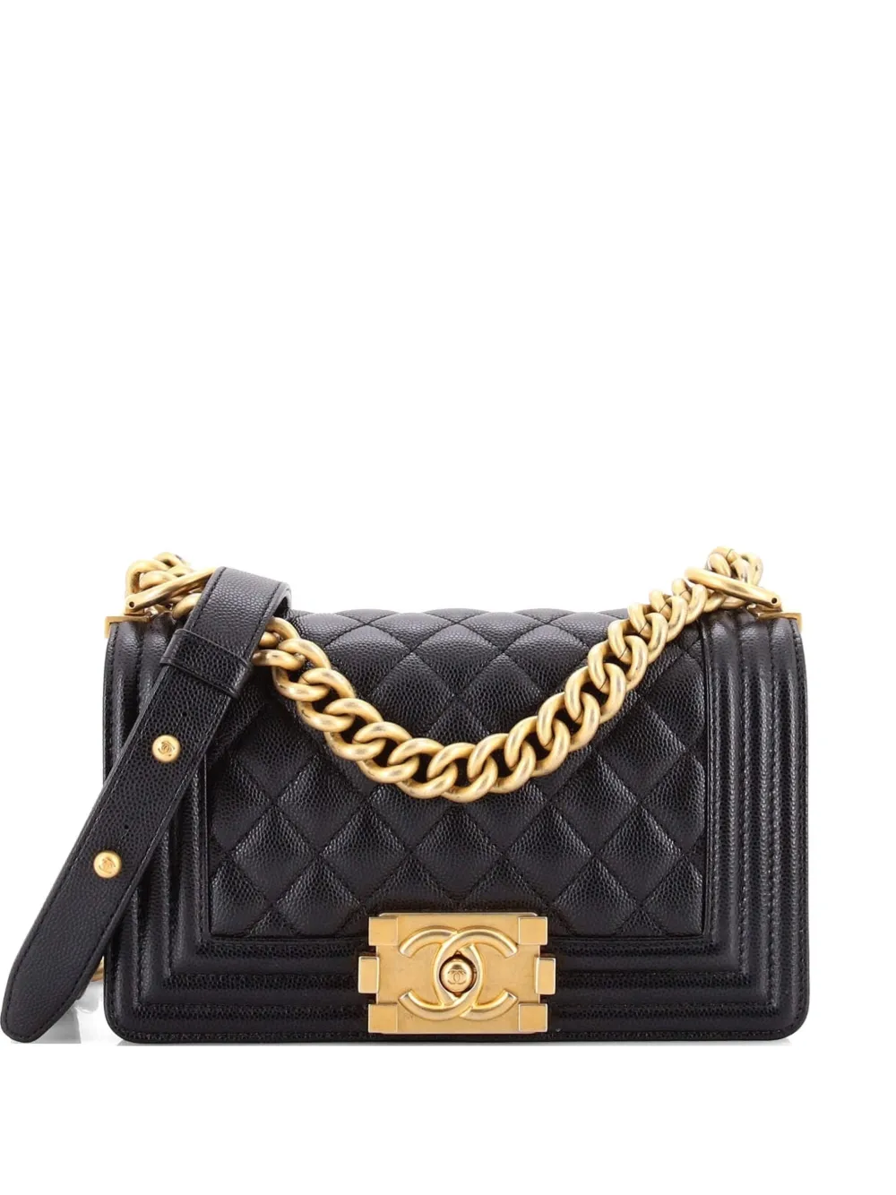CHANEL Pre-Owned Boy Flap Bag Quilted Caviar Small crossbody bag - Nero