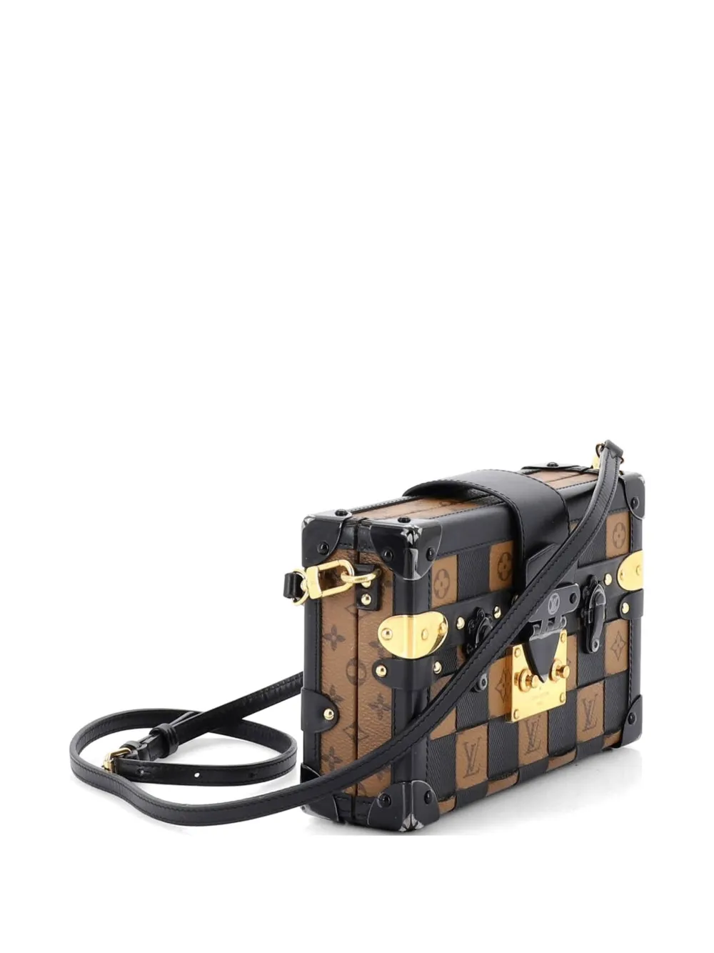 Petite Malle Handbag Damier Tressage Monogram Canvas And Leather Clutch Bag