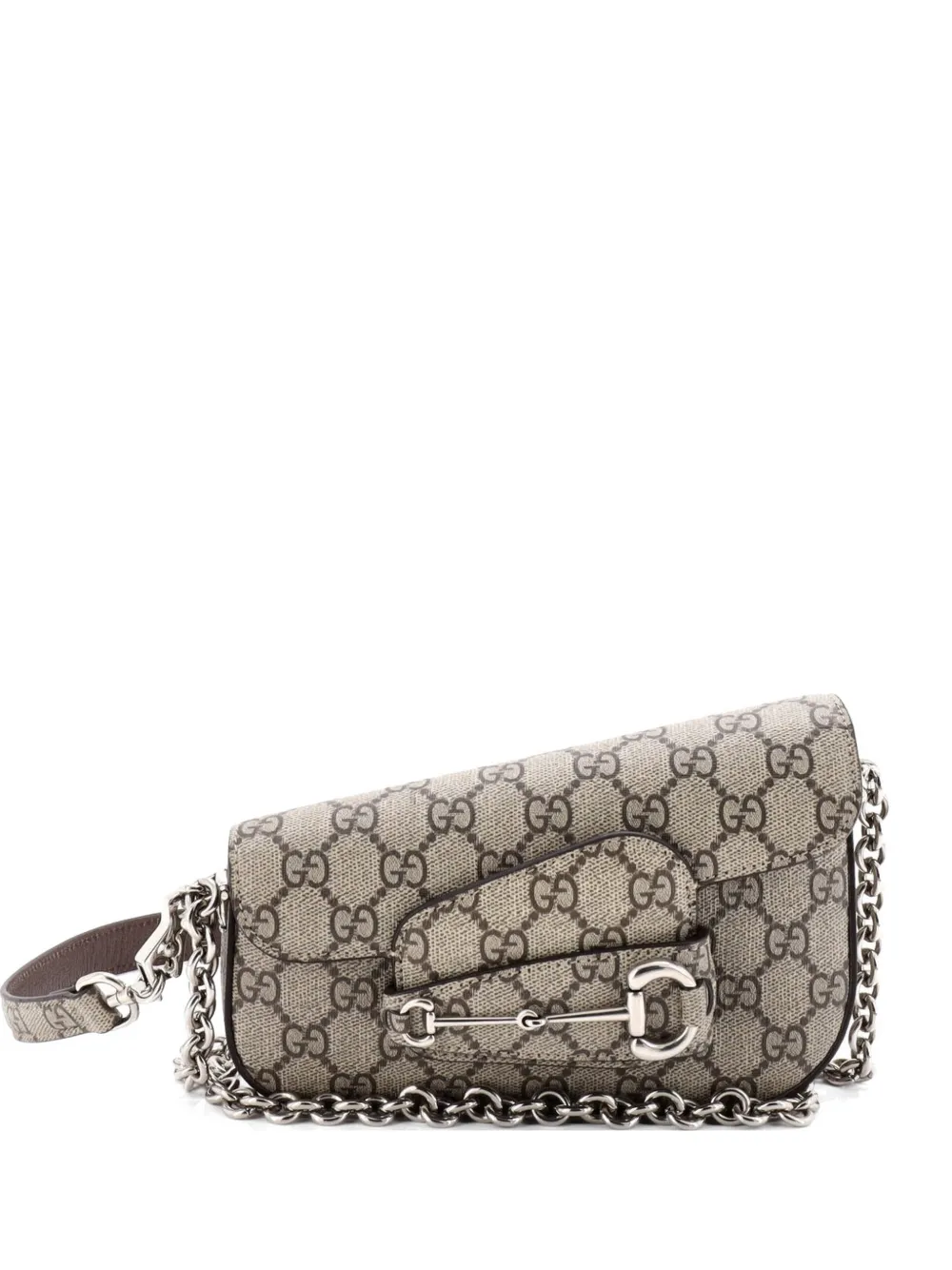 Gucci Pre-Owned Horsebit 1955 Asymmetric GG Coated Canvas Mini shoulder bag - Marrone