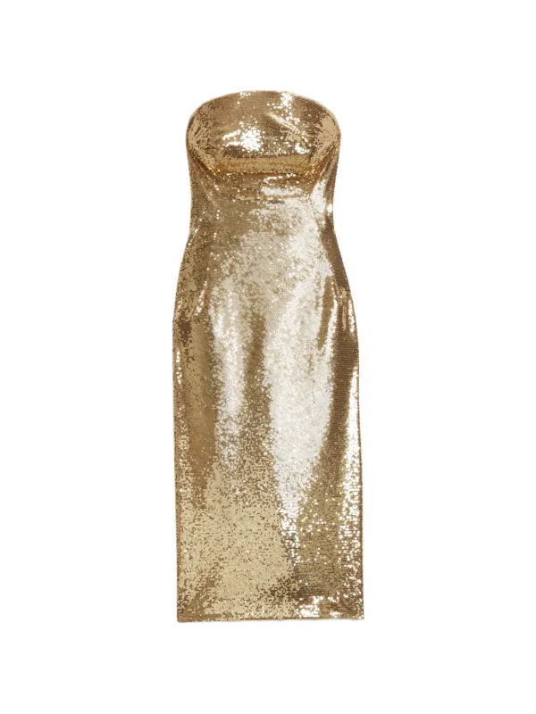 Ermanno Scervino Sequin Embellished Midi Dress | Gold | FARFETCH AO Ermanno Scervino Sequin Embellished Midi Dress | Gold | FARFETCH AO