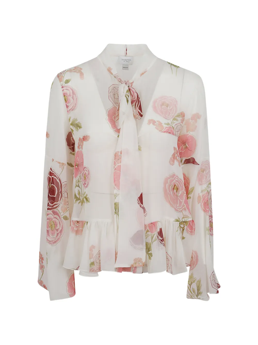 Giambattista Valli floral-print silk blouse - White